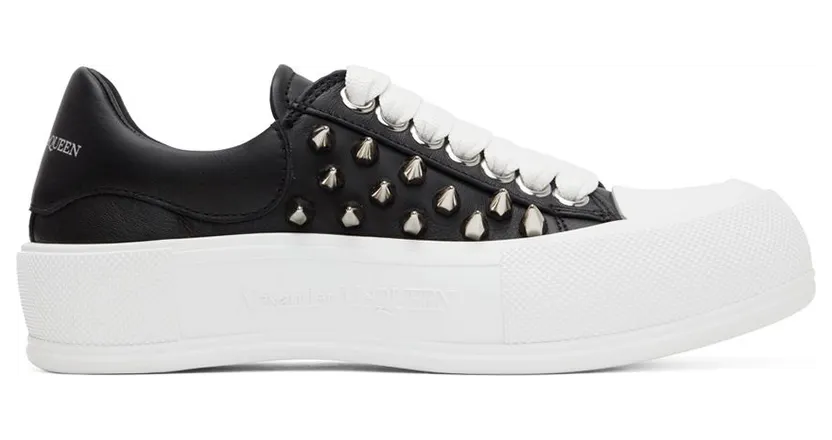 Alexander McQueen Black & White Deck Plimsoll (708083WHT9K)
