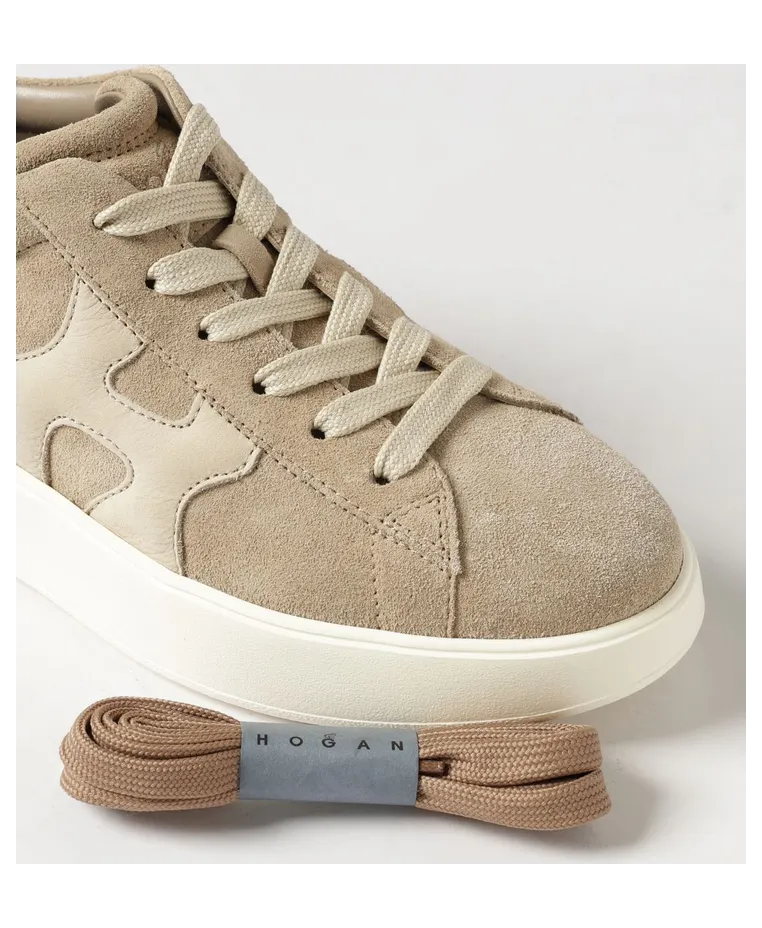 Hogan Rebel Leather and Suede Sneakers with Chunky Sole Brown (HXW5620DN61FM60RZL) (3)