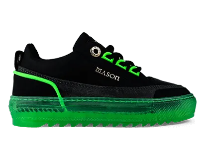 Mason Garments Firenze Gomma/Suede/Nubuck/Reflective Black/Asfalto/Fluo Green Schwarz (B-FW20-28B)