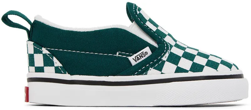 Vans Baby Green & White Checkerboard Slip-On V (VN0A5EFK60Q)