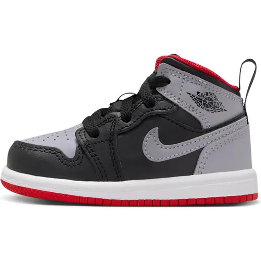 Jordan 1 Mid TD “Black/Cement Grey-fire Red-white” (DQ8425-006)