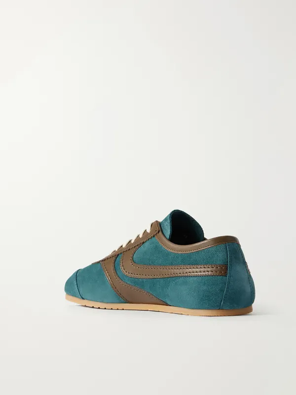 Dries Van Noten Leather-Trimmed Suede Turquoise (262-021700-0132)