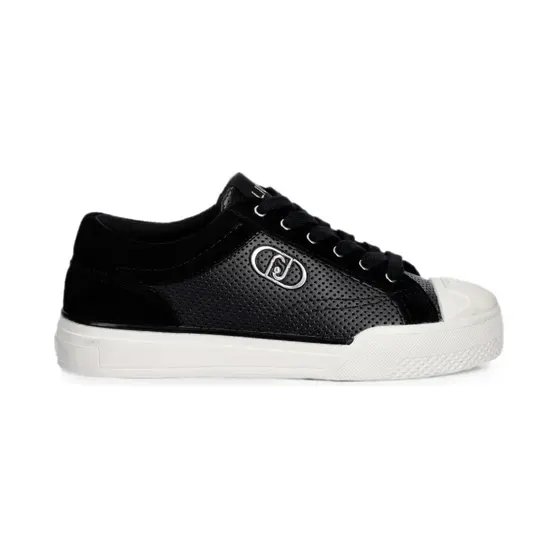 Liu JO met logo-plakkaat en geperforeerde details “Black” (BA6055EX337)