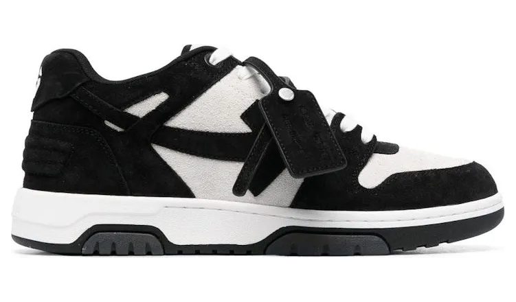 OFF-WHITE Out Of Office OOO Low Tops Black White Suede (OMIA189S23LEA0100110)