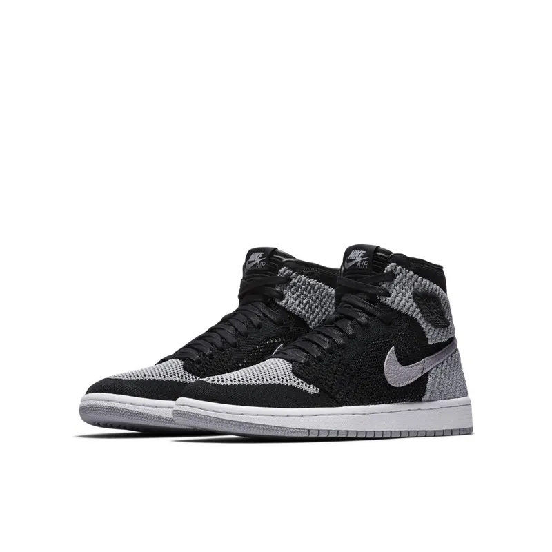 Jordan 1 Retro High Flyknit Shadow (GS) Black/Wolf Grey-White (919702-003)
