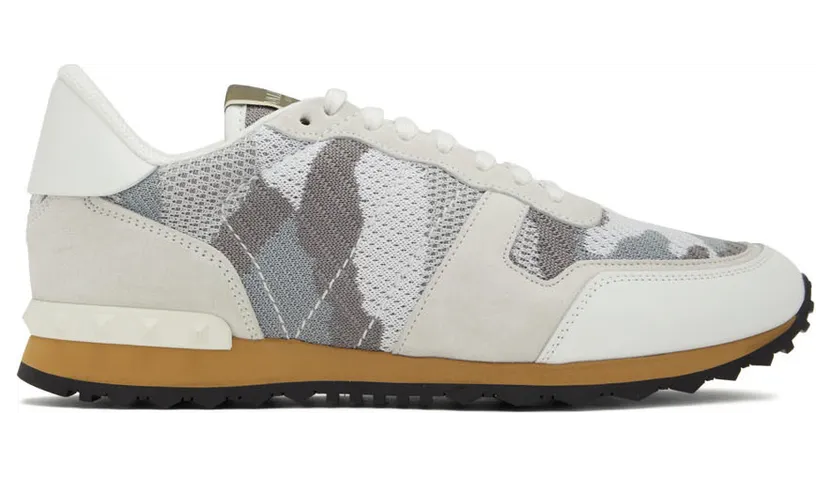Valentino Garavani White & Gray Rockrunner Sneakers (1Y2S0723QRK)