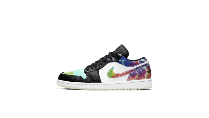 Jordan 1 Low Galaxy Black/Multi Color White (CW7309-090)