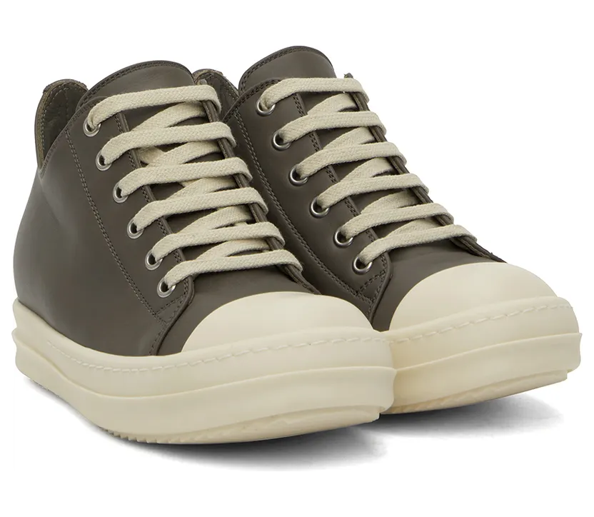 Rick Owens Gray Full Grain Low Sneakers (RP02B6891 LCG) (4)