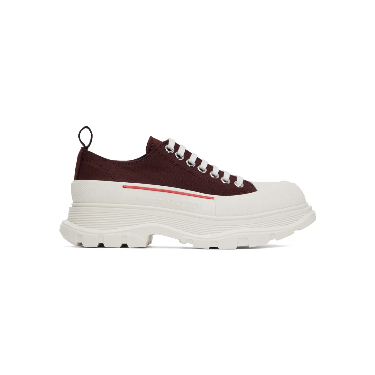 Alexander McQueen Burgundy Tread Slick Low Sneakers (705660W4V31)
