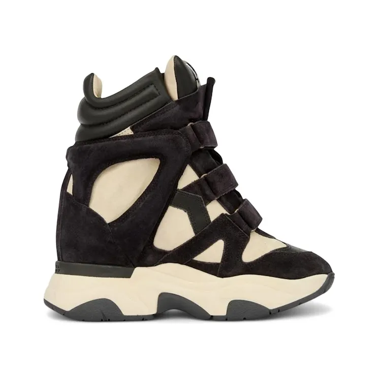 Isabel Marant Balskee High-Top Wedge Sneakers Black Chalk Suede Calfskin Leather (BK0009FA-B4E10S-BKCK)