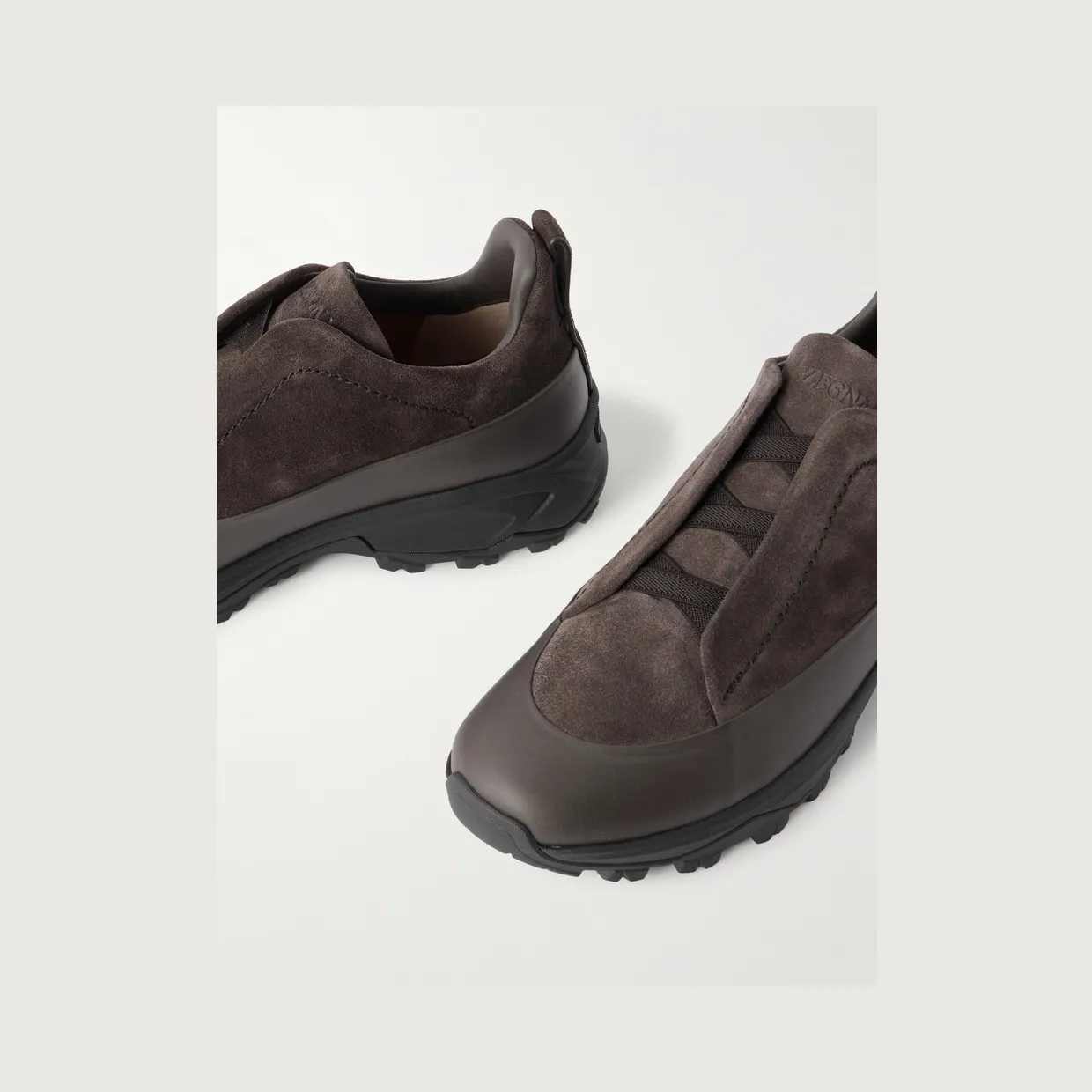Zegna Triple Stitch™ Monte Rubber-Trimmed Suede Slip-On Sneakers Dark brown (LHNEL) (5)