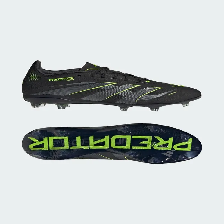 adidas Predator Elite Firm Ground Boots Kids “Core Black / Iron Metallic / Lucid Lemon” (JI1177)