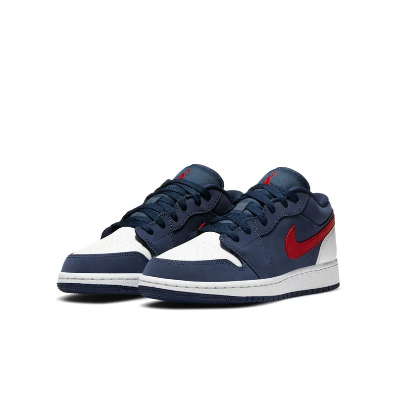 Jordan 1 Low USA (GS) Midnight Navy/White-University Red (CV9844-400)