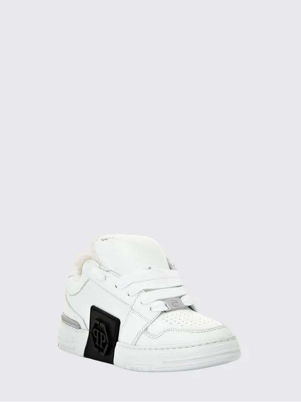 Philipp plein Super Street Leather Sneakers with Rubber Hexagon Logo White (SACSUSC0459PLE025N01)