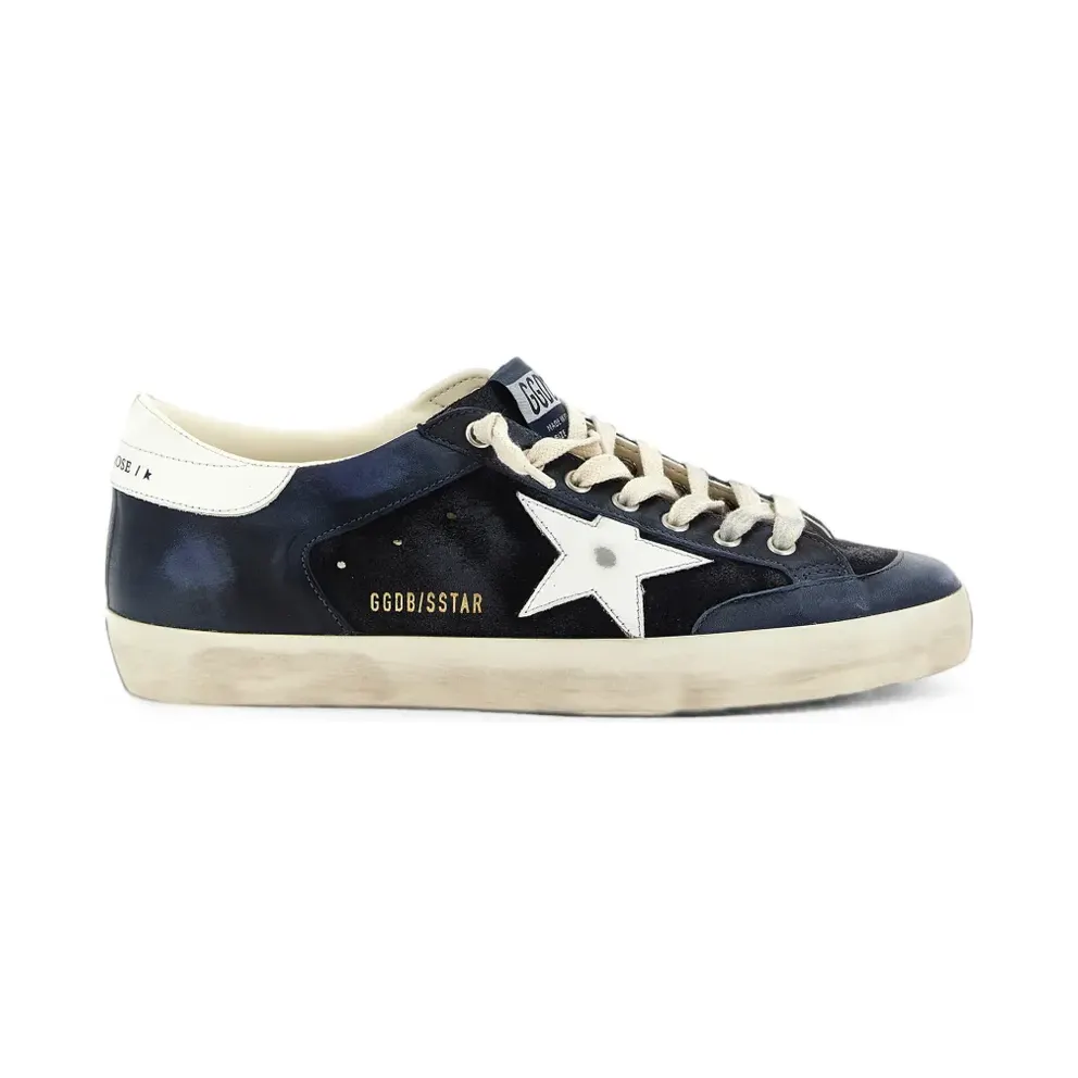 Golden Goose Super-Star Sneakers in Blau, Weiß, Leder und Wildleder GMF01118F008620/T_GOLDE-50789_600-46