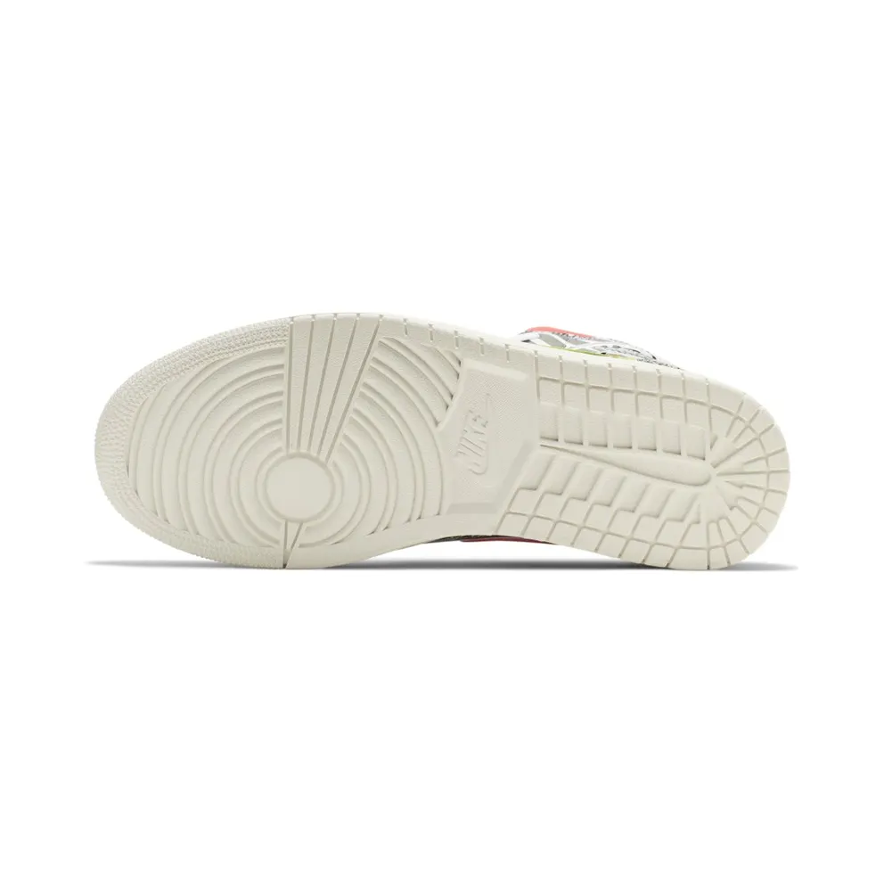 Jordan 1 Mid All Over Logos White/Racer Blue-Black-Cyber-Infrared 23-Sail (554724-119)