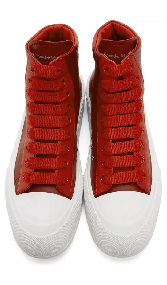 Alexander McQueen Khaki Deck Plimsoll High Sneakers (682401WIB64) (5)