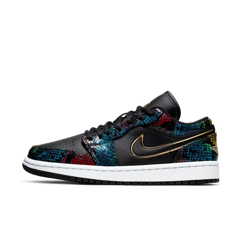 Jordan 1 Low Multicolor Snakeskin (W) (2020) Black/Metallic Gold (CW5580-001)