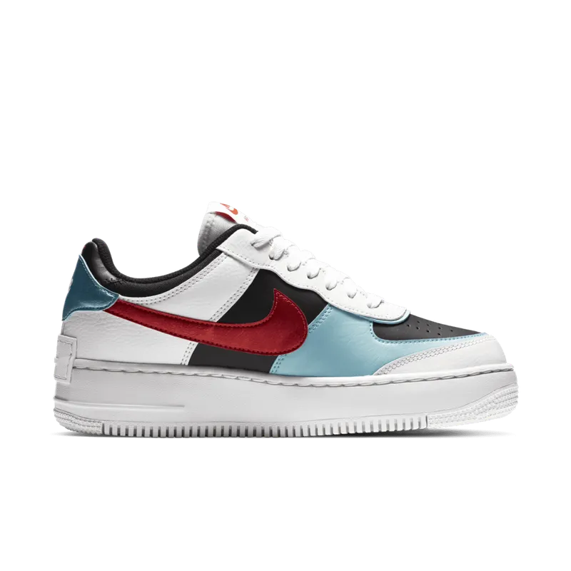 Nike  Air Force 1 Shadow Bleached Aqua Chile Red (W) Summit White/Bleached Aqua-Black-Chile Red (DA4291-100)