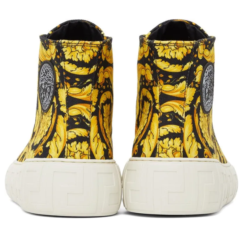 Versace Black Canvas Barocco Greca Sneakers (DSU8403 DTE4G) (4)