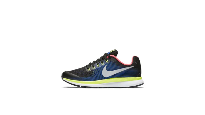 Nike Zoom Pegasus 34 Black Volt Racer Blue (GS) Black/Chrome-Volt-Racer Blue (881953-005)