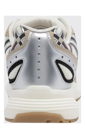BURBERRY Eclipse Runner Suede and Mesh Check Pattern Sneakers Silver (8127713) (3)