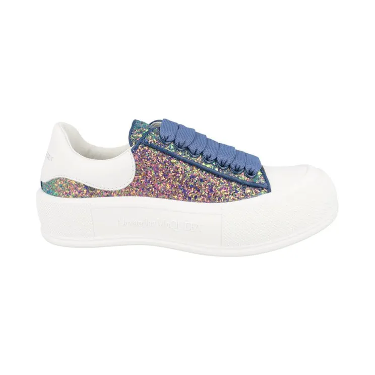 Alexander McQueen Glitter Low-Top Sneakers Petrol Blue White (702048W4MC33138)