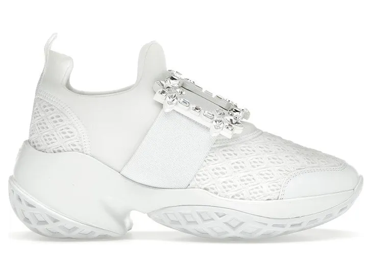 Roger Vivier Viv’ Run Fabric White Crystal Buckle (RVW50624180KOTB001)