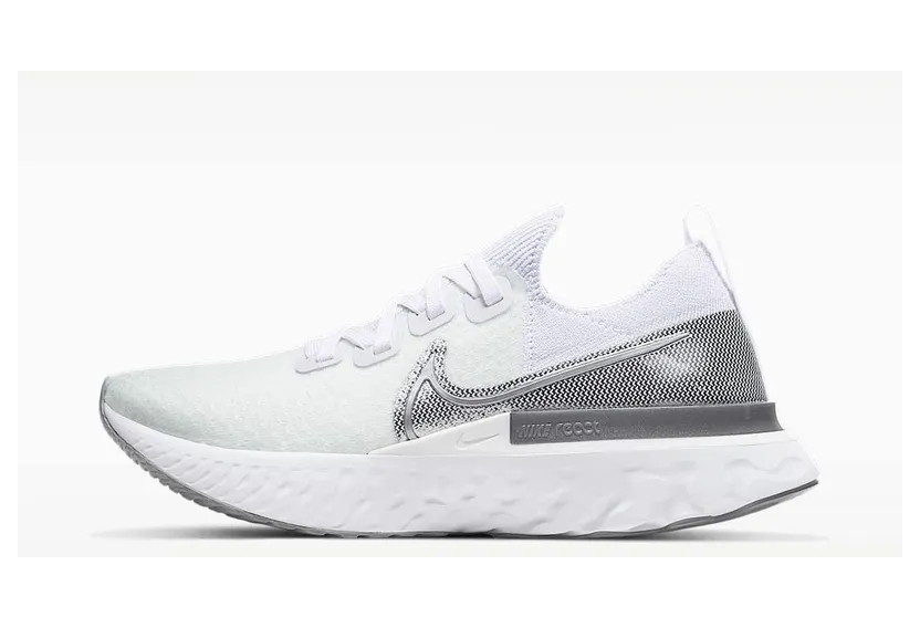 Nike React Infinity Run FK “True White / White / Pure Platinum / Metallic Silver” (CD4372-101)