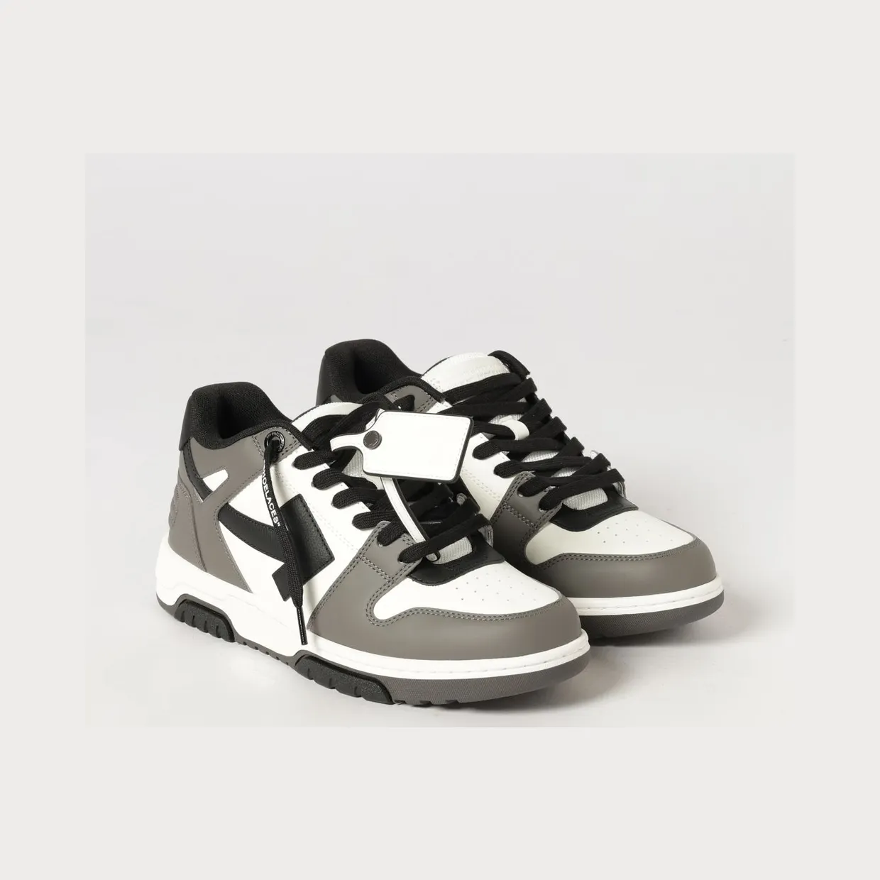 Off-White Out Of Office Bicolour Calf Leather Low-Top Trainers Grey (OMIA189C99LEA0130710)