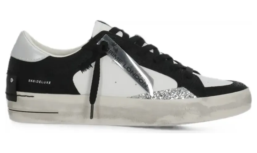 Crime London Skate Deluxe Sneakers mit Glitter-Detail – Weiß (22100WA920ASK8DEKUXEBLACK)