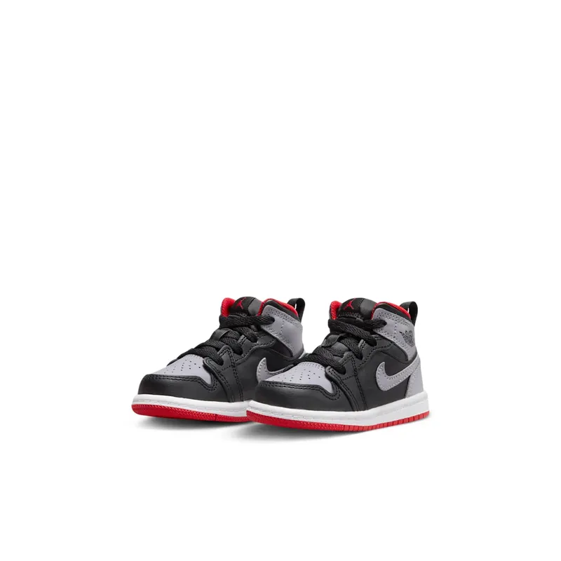 Jordan 1 Mid TD “Black/Cement Grey-fire Red-white” (DQ8425-006)