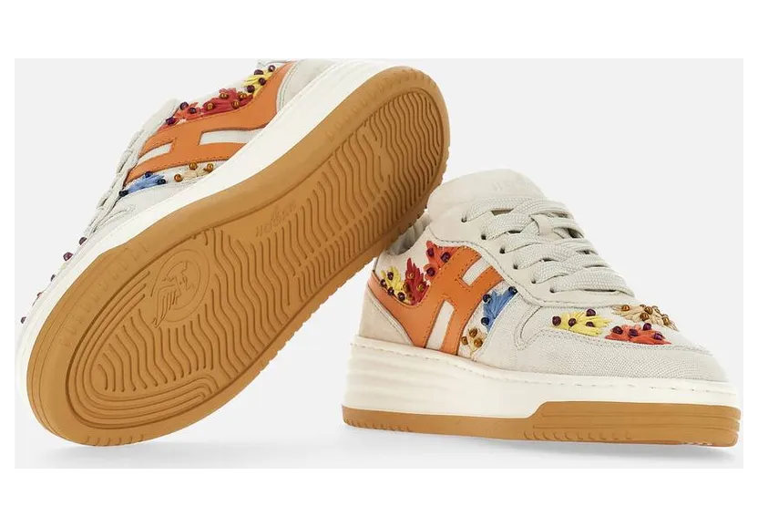 Sneakers Hogan H630 Ivory Orange Red (GYW6300EZ20S530TA5) (4)