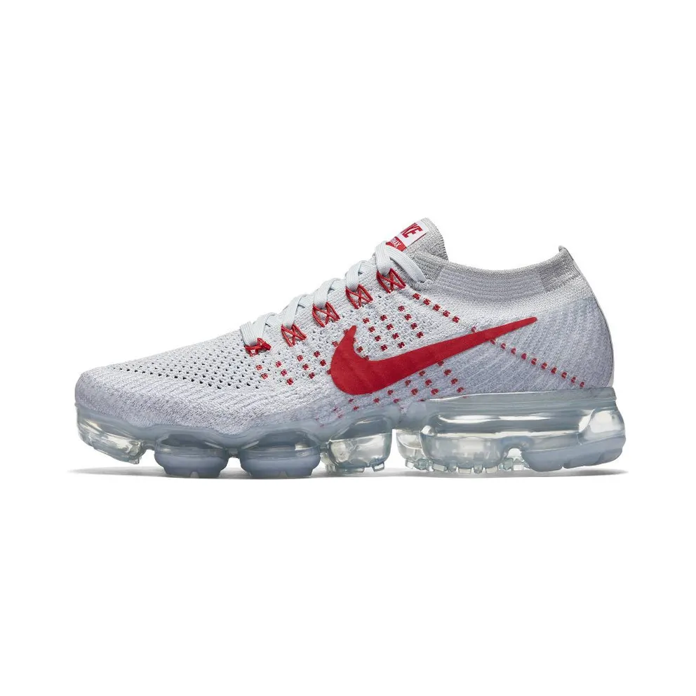Nike Air VaporMax Pure Platinum University Red (W) Pure Platinum/University Red-Wolf Grey (849557-060)