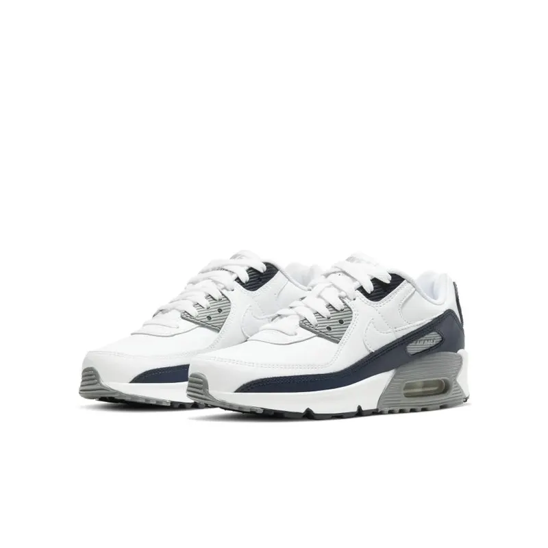 Nike Air Max 90 White Grey Obsidan (GS) White/Light Smoke Grey-Particle Grey-Obsidian (CD6864-105)