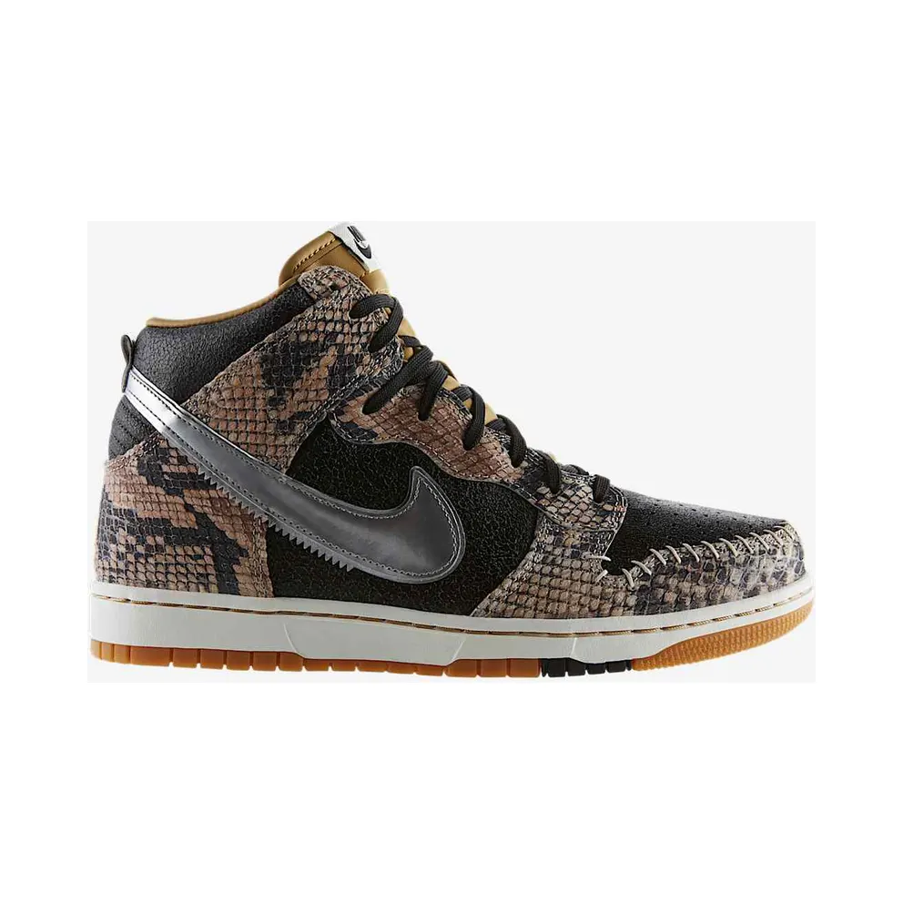 Nike Dunk High CMFT Snakeskin Black/Metallic Silver-Sail (716714-001)