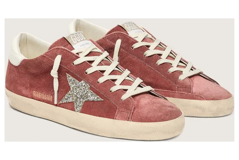 Golden Goose Women’S Super-Star In Rust-Red Suede With Silver Glitter Star (GWF00101.F009047.40611) (2)