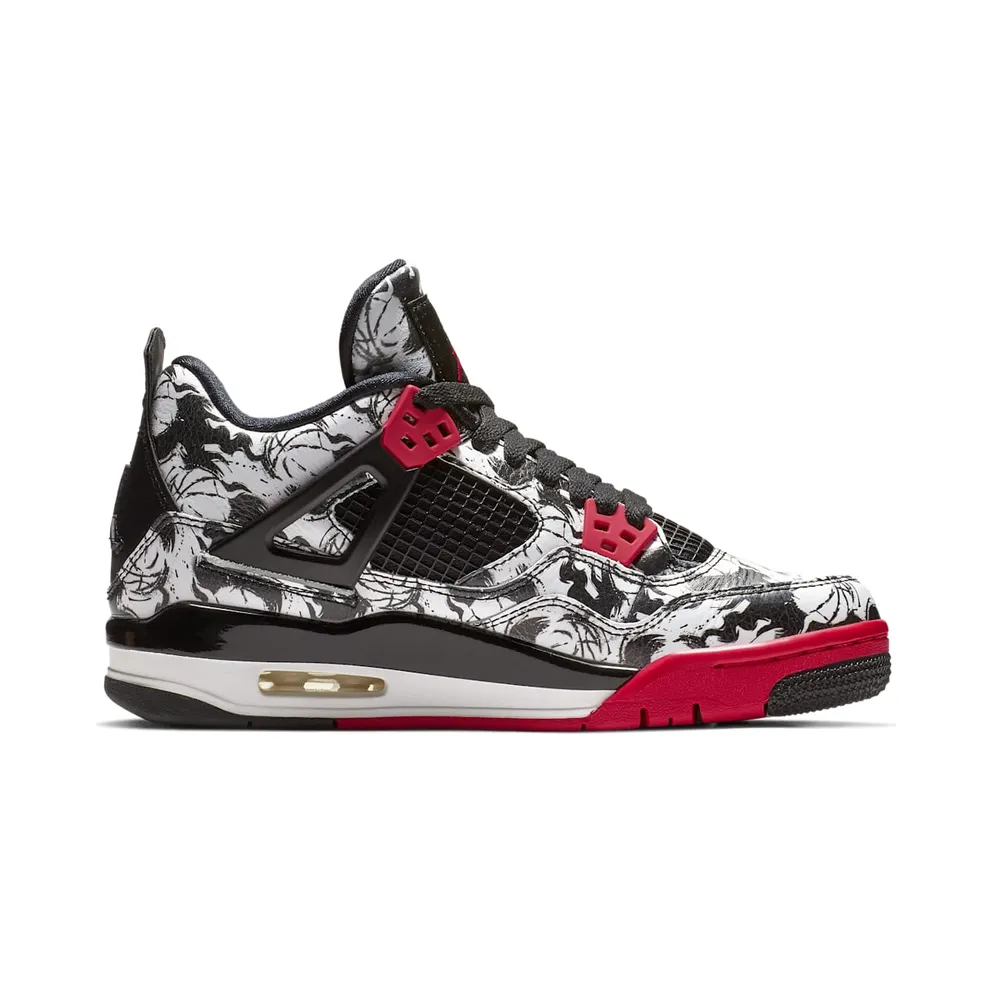Jordan 4 Retro Tattoo 2018 (GS) Black/Fire Red-Black-White (BV7451-006)