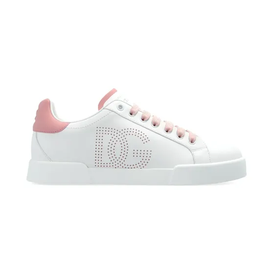 Dolce & Gabbana Dolce & Gabbana Portofino leren met geperforeerd logo “White” (CK2277AV066)