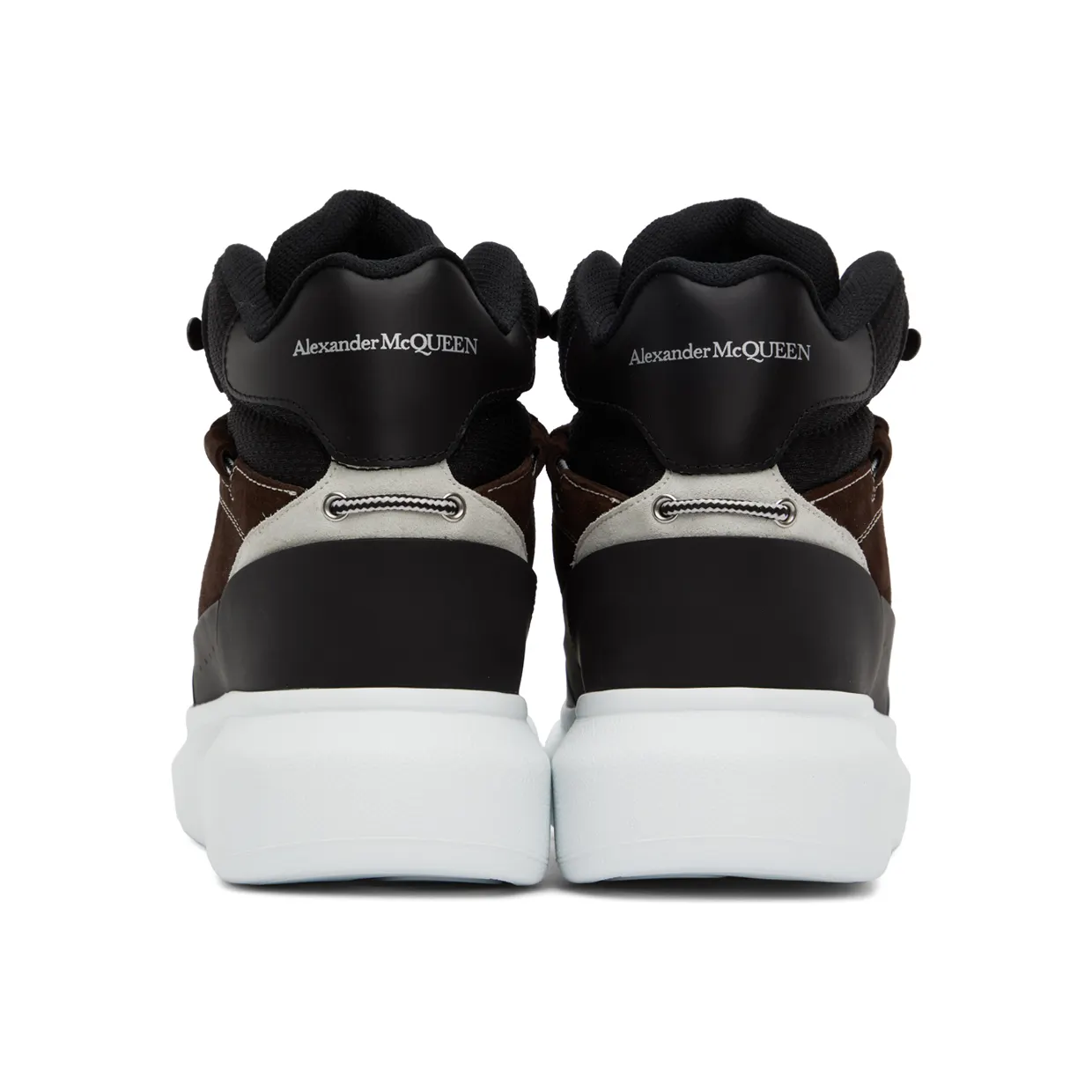 Alexander McQueen Black & Brown Leather High-Top Sneakers (682498WIB9C1459) (2)