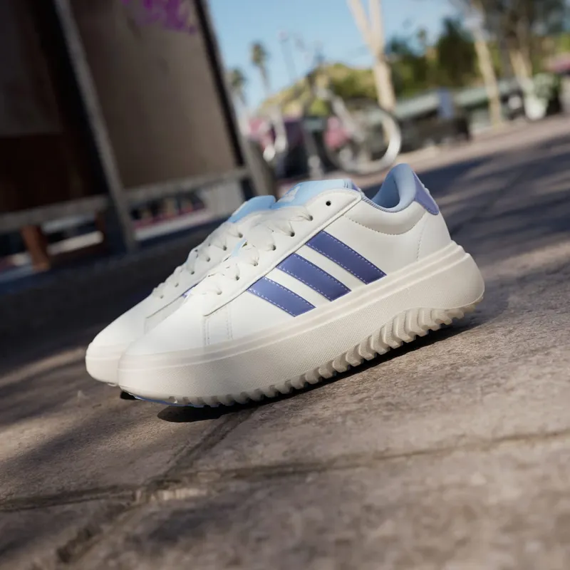Adidas Grand Court Platform Shoes Off White / Blue Spark Met. / Wonder White (JR0706)