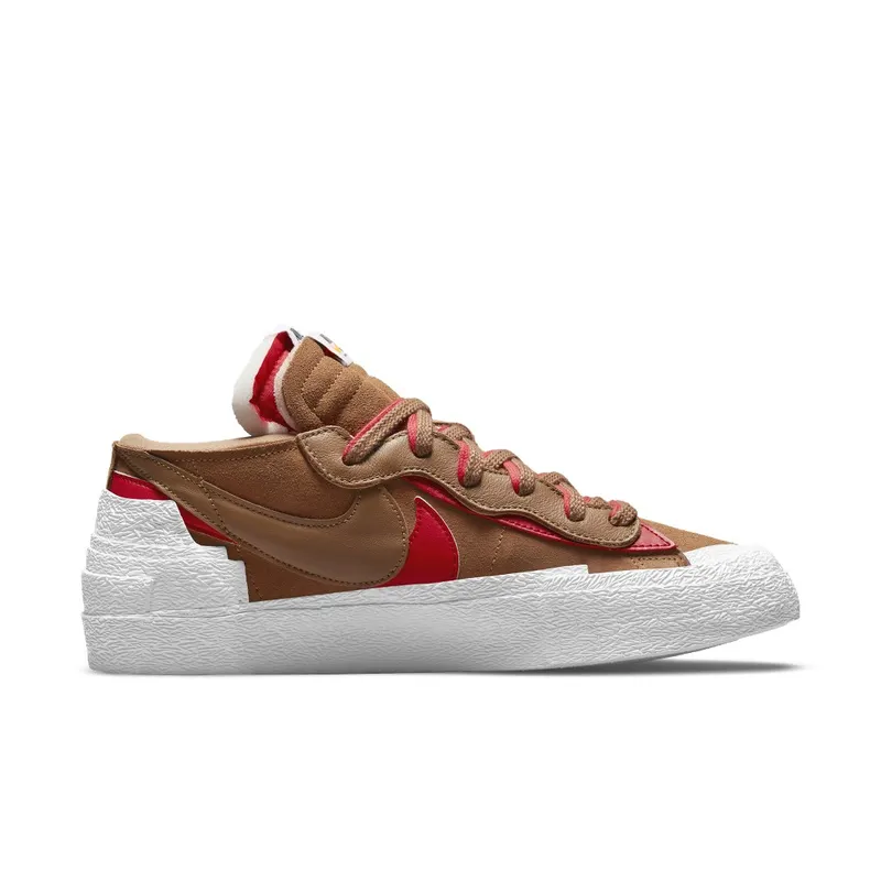 Nike x sacai Blazer Low British Tan (2021) – “Brtitish Tan / White / University Red” (DD1877-200)