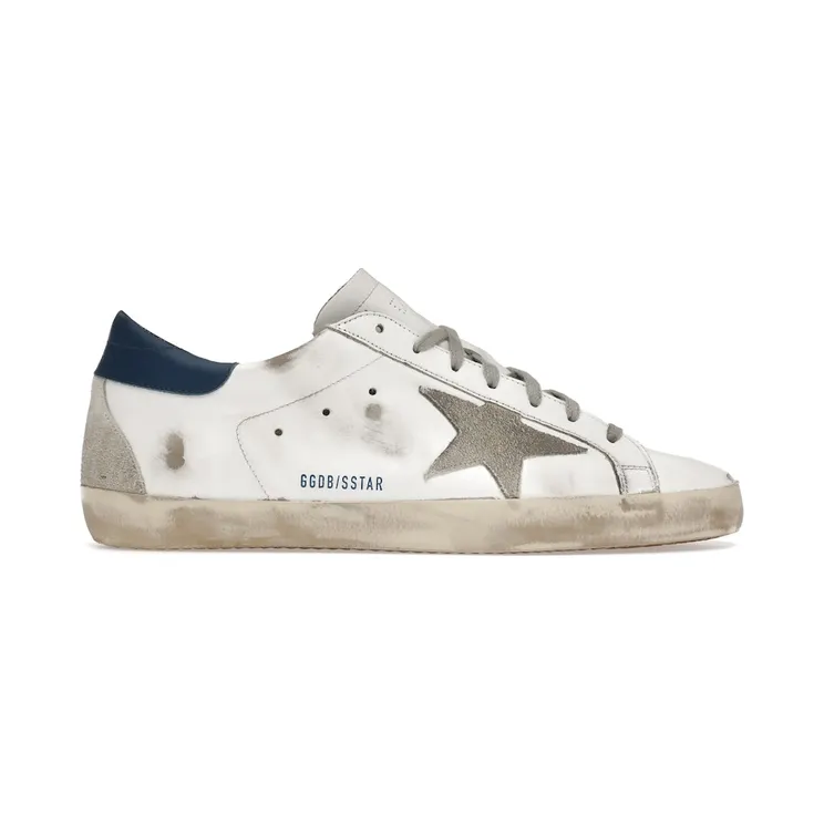 Golden Goose Super-Star White Royal Blue Grey Suede Patch (GMF00102F00218110509)