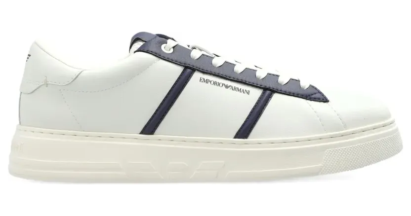 Emporio Armani Sneakers met leren vlakken – Wit (EM002854AF18017)
