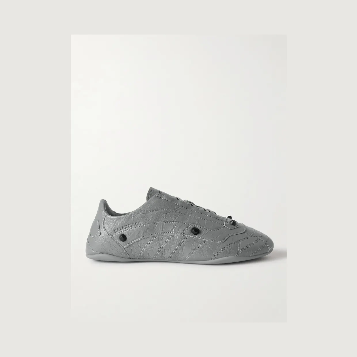Balenciaga City Studded Cracked Leather Sneakers Gray (856694WZENC)