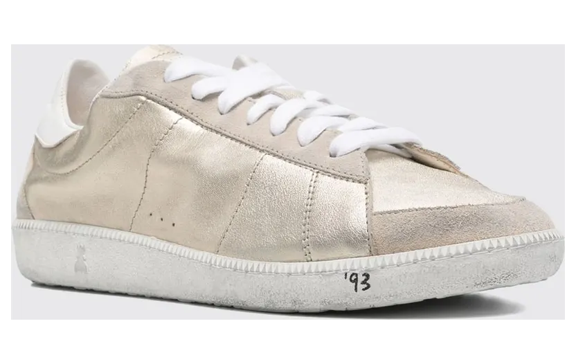 Patrizia Pepe Skin ’93 Laminated Leather Used Effect Sneakers Gold (2Z0065L154Y291)