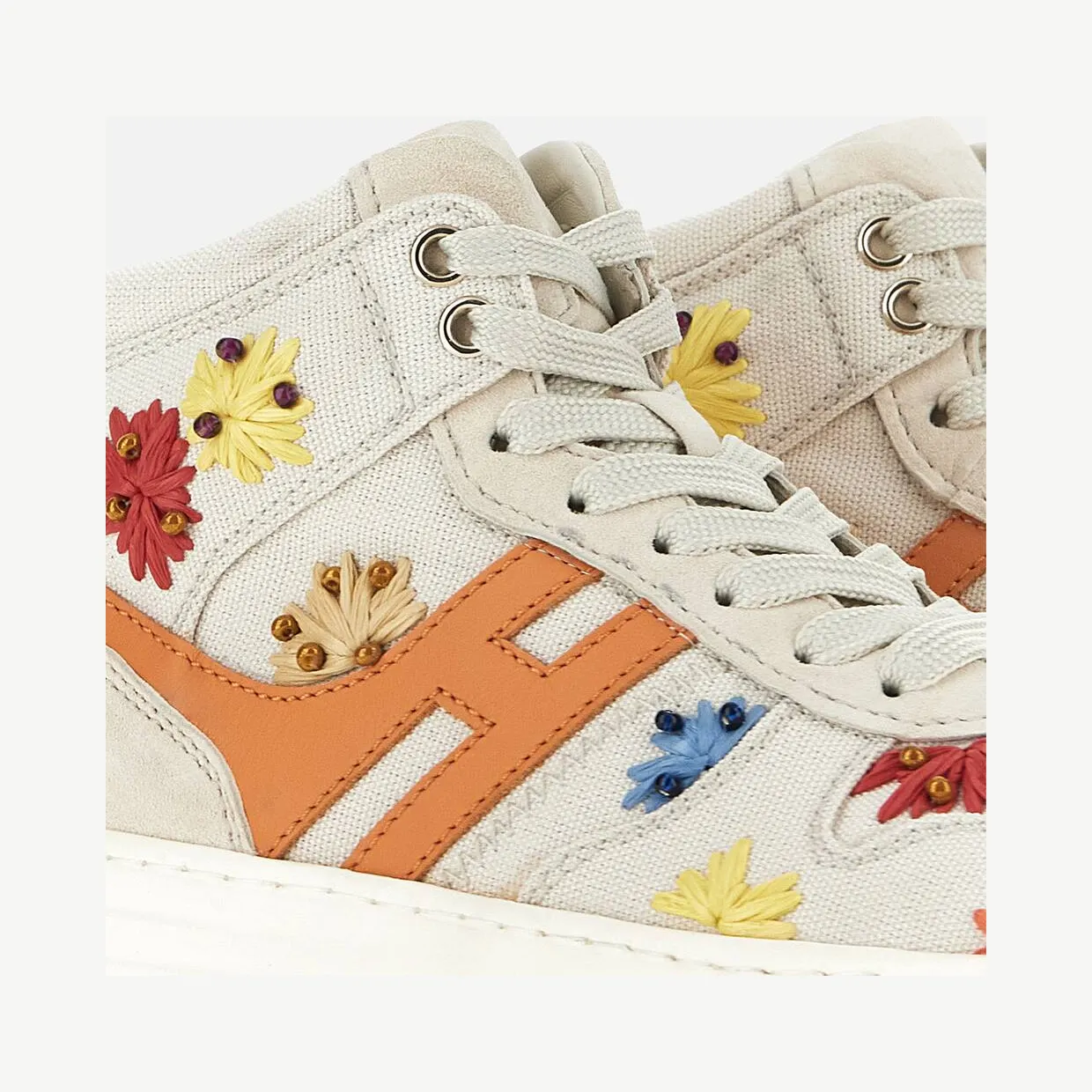 Sneakers Hogan H630 High Top Ivory Orange Red (GYW6300EZ10S530TA3) (4)