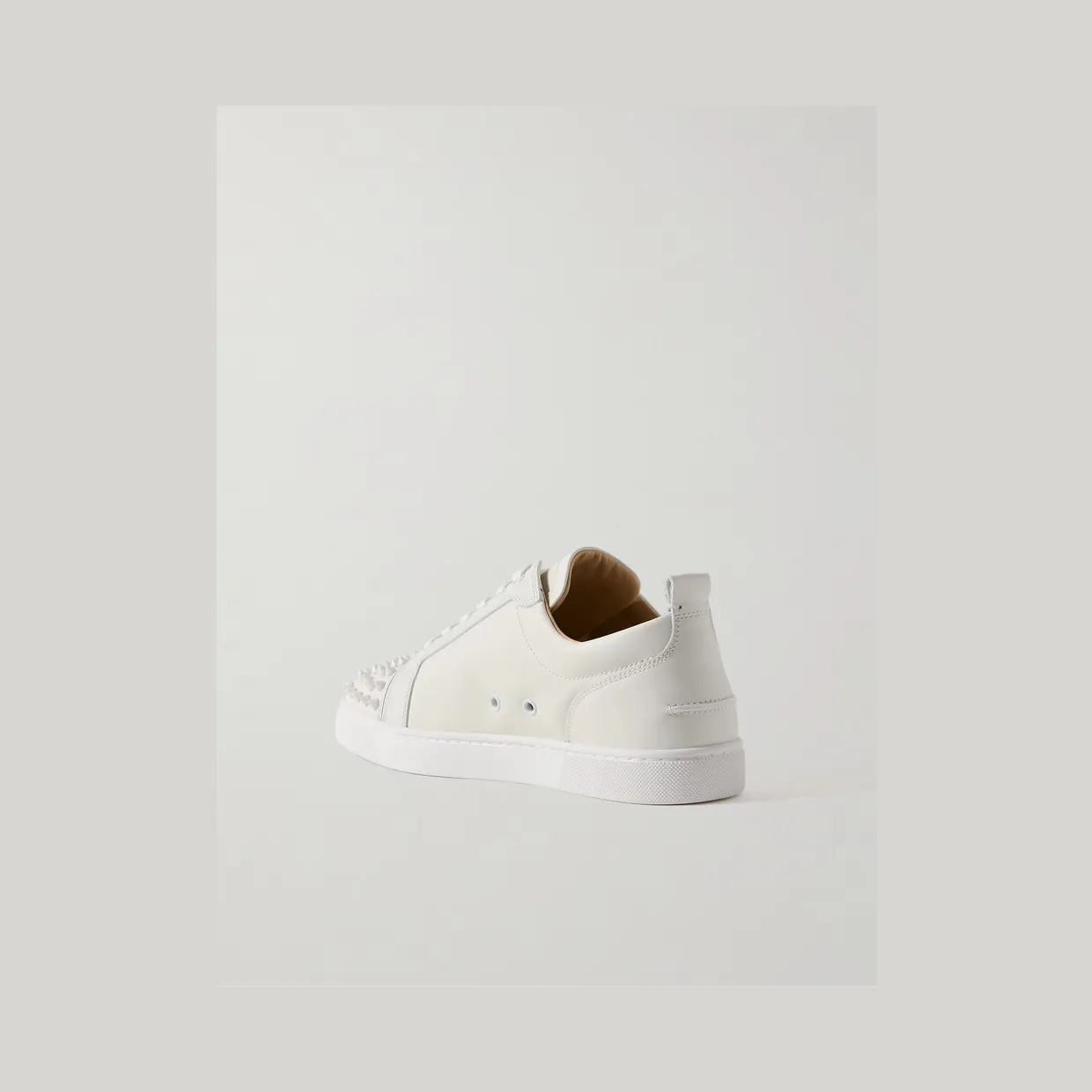 Christian Louboutin Louis Junior Spikes Cap-Toe Leather Sneakers White (3240422) (4)