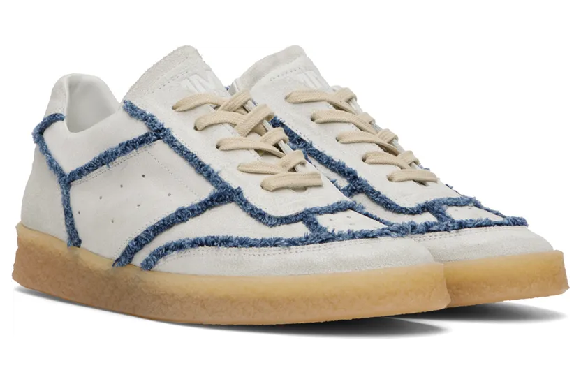 MM6 Maison Margiela Off-White Denim Leather Sneakers (S66WS0083 P5004) (4)
