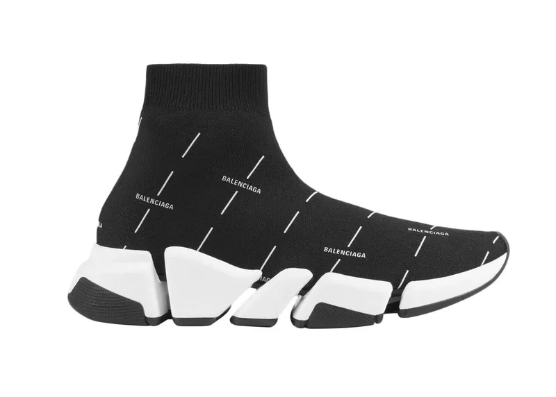 Balenciaga Speed 2.0 Black White Logo (W) (645420W2DBT1090)